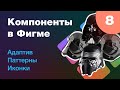 [NEW] 🔥 Компоненты и адаптивный дизайн. Как создать паттерн в фигме. Как сделать иконку. Урок 8