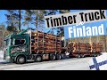 Timber Truck Finnland | Weiße Fahrbahnmarkierungen auf vereisten Strassen?