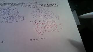 Converting vertex to standard form with fraction coefficient