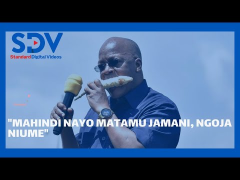 Unauza Bei Gani Bwana Magufuli Buys Roasted Maize And Eats While Addressing Rally In Tanzania