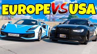 USA vs EUROPE Police Cars Leads to Crashes in BeamNG Drive Mods! screenshot 4