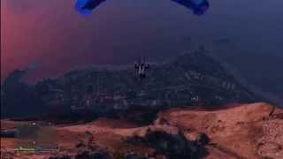 GTAV - Base jump from Mt. Chiliad to a moving train