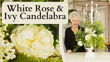 A White Rose & Ivy Candelabra | Wedding Table Flowers