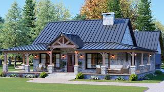 This 960 Sq Ft Farmhouse Feels Much Bigger and Cozy! | Cottage with Wraparound Porch This 960 Sq Ft Farmhouse Feels Much Bigger and Cozy! | Cottage with Wraparound Porch