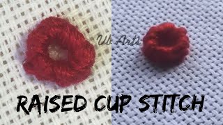 Raised cup stitch | Hand embroidery for beginners | Basic hand embroidery stitches | vb arts