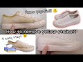 How to remove yellow stains on white shoes (4 Easy Steps)||Hanna Patricia