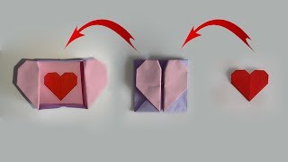 Origami Heart Box & Envelope.How to make an easy Origami heart box & Envelope paper