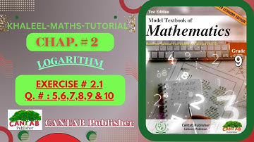CANTAB Publisher | Math Grade 9 Chapter # 2 | Exercise 2.1 | Qus.#5, 6, 7, 8,9,10 | NCP | NBF | 2024