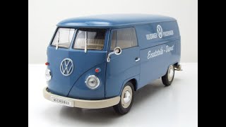 Modellautocenter Vw T1 Bus Porschewagen Ersatzteile-Dienst 1963 Blau Modellauto 118 Welly