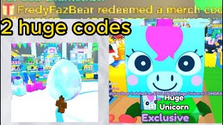 I've got 2 new huge plushie codes in (pet simulator x)