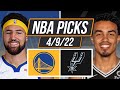 NBA Picks 4/9/22 Warriors vs Spurs