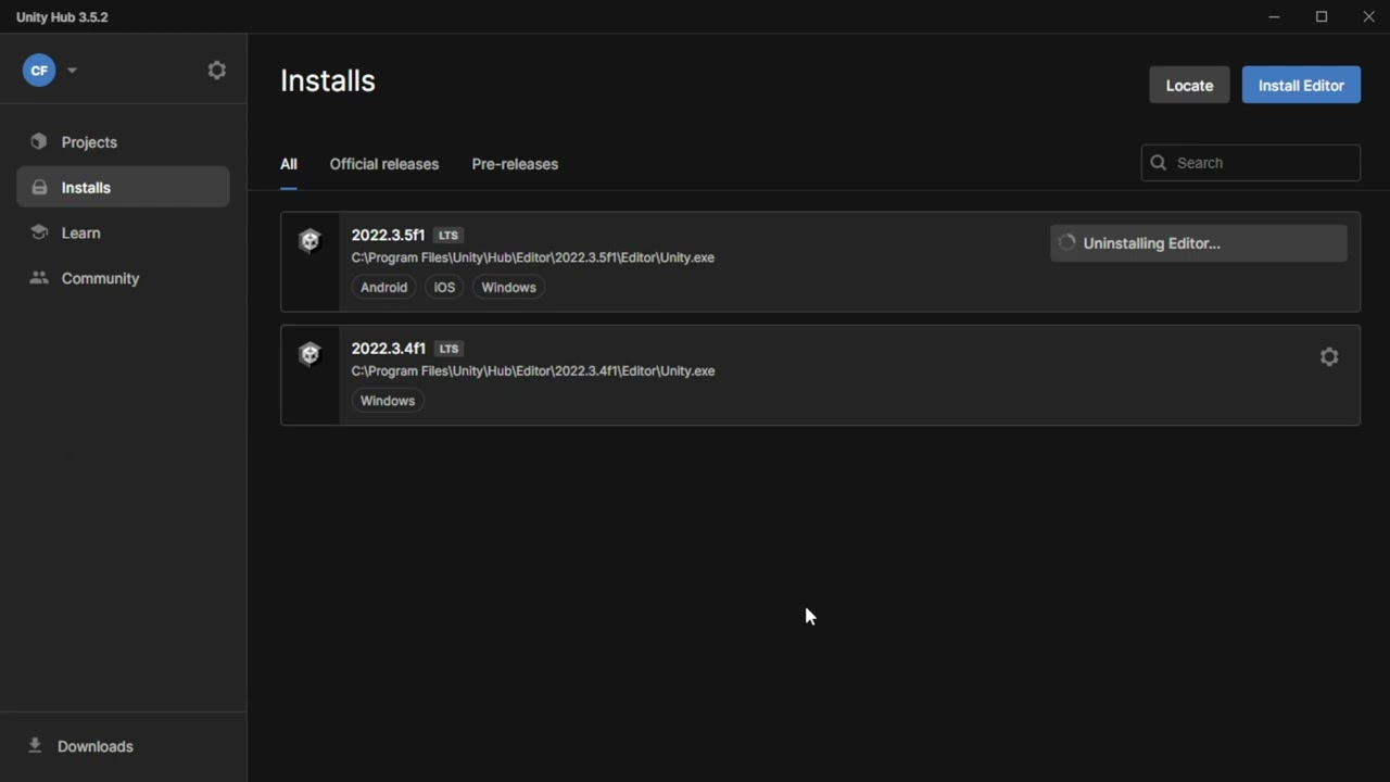 Uninstalling Unity (=