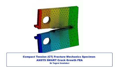 ANSYS SMART crack growth simulation on a compact tension (CT) specimen