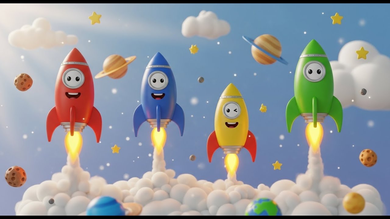 Four Little Toy Rockets Blast Blast Blast | Nursery Rhymes for Kids & Baby Songs