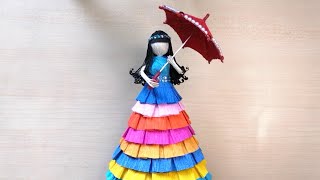 How to make a Crepe Paper DOLL DISPLAY | Crepe paper idea | Step by step tutorial