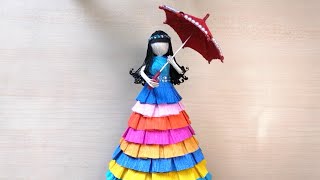 How to make a Crepe Paper DOLL DISPLAY | Crepe paper idea | Step by step tutorial screenshot 2