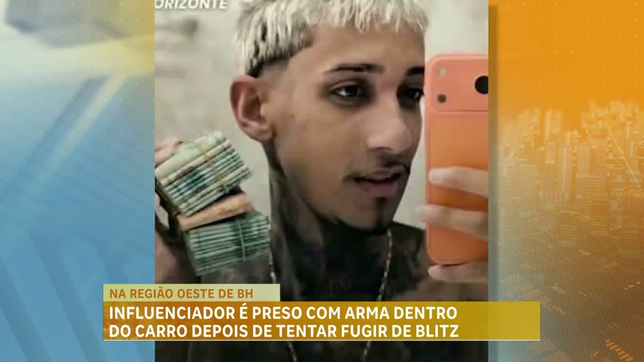Influenciador é preso com arma dentro do carro após tentar fugir de blitz em BH