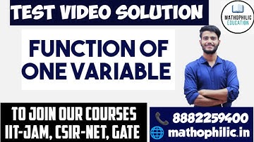 TEST SOLUTION || FUNCTION OF ONE VARIABLE  || #functionofonevariablequestions