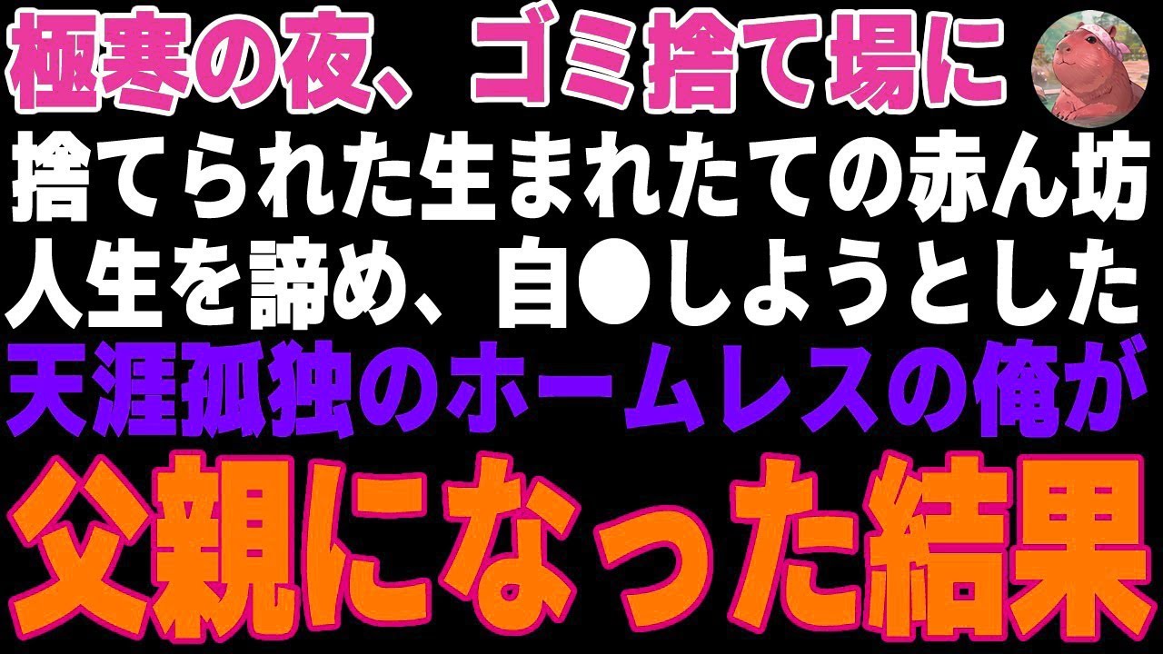 真冬の夜、ポツンとゴミ捨て場に捨てられた生まれたての赤ちゃん→人生をあきらめたホームレスの俺が父親になった結果…