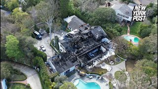 Drone footage shows aftermath of fire at Cara Delevingne’s $7 million LA home