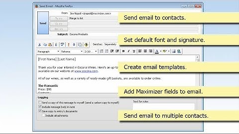 Sending Email in Maximizer CRM