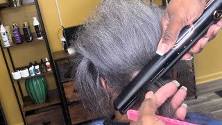 500° F Flat iron on gray natural hair 🤷🏾‍♀️