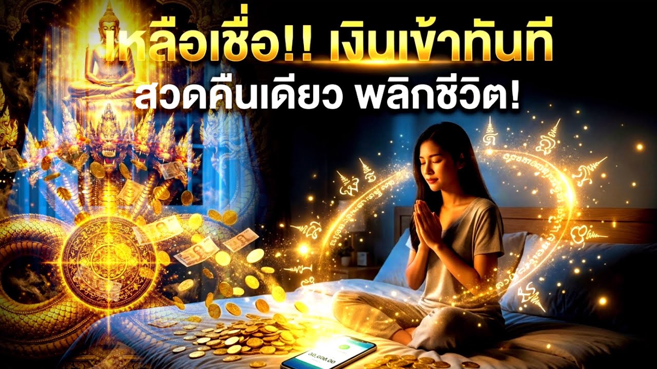 เหลือเชื่อ!! เงินเข้าทันที สวดคืนเดียว พลิกชีวิตทันตาเห็น เงินทองหลั่งไหลมาดั่งสายน้ำ