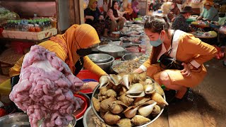 Chef Sros prepare ocean snail salad and pig intestine delicious and eat | Cooking with Sros