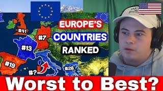 American Reacts All 50 Countries in EUROPE Ranked WORST to BEST