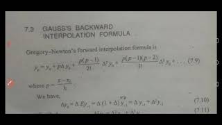 Gauss's Backward Interpolation Formula/Numerical Analysis