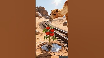 Camel saved the tomato tree from drying up by watering it #ai #save #tree #camel#animalrescue