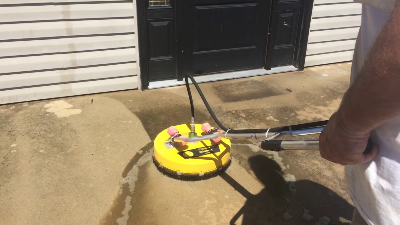 Driveway cleaning with a Whisper Wash Classic surface cleaner YouTube