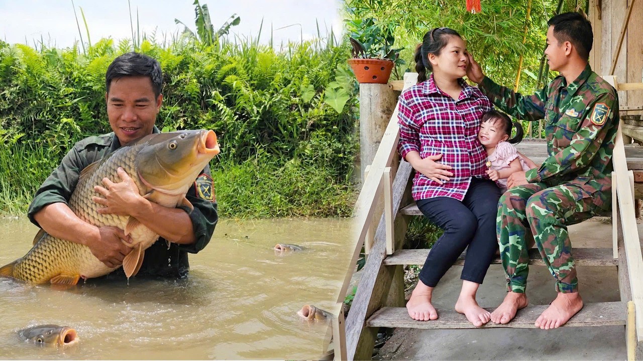 Catching fish after the floods to sell at the market - built a corridor ...