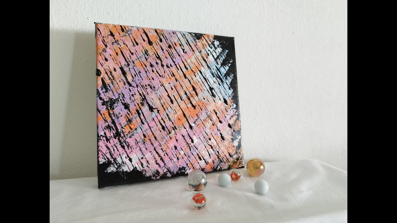 💜🖤💙Black rain | Acrylic painting with sponge and palette knifes | Abstract Art 💜🖤💙