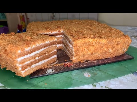 Ленивый МЕДОВИК Без Раскатки Коржей за 30 мин❤️Очень вкусный😋 со Сметанным Кремом 👌Honey cake