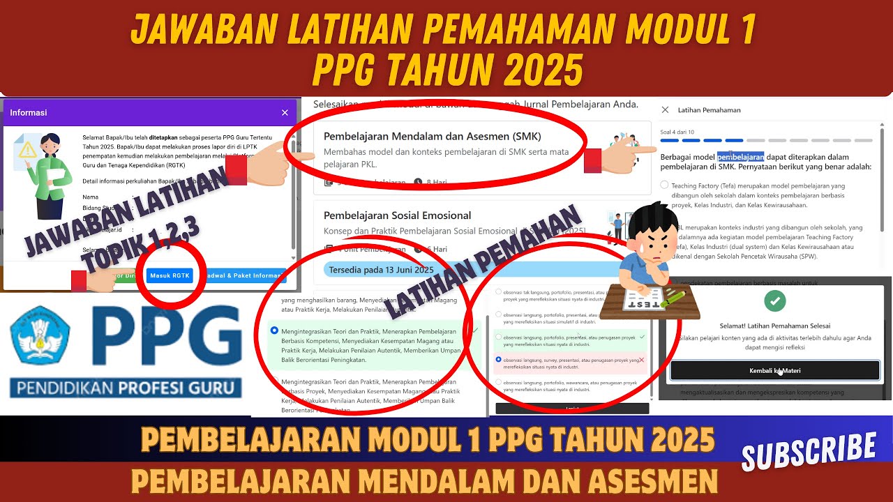 KUNCI JAWABAN LATIHAN PEMAHAMAN MODUL 1 PPG TAHUN 2025 || PEMBELAJARAN MENDALAM & ASESMEN