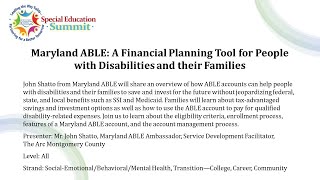Maryland ABLE: A Financial Planning Tool for People with Disabilities and their Families