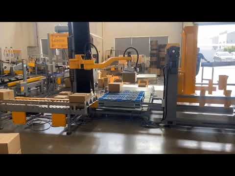 Single Column Palletizer with Vacuum Gripper for cartons #palletizer #palletizing #gripper #grippers