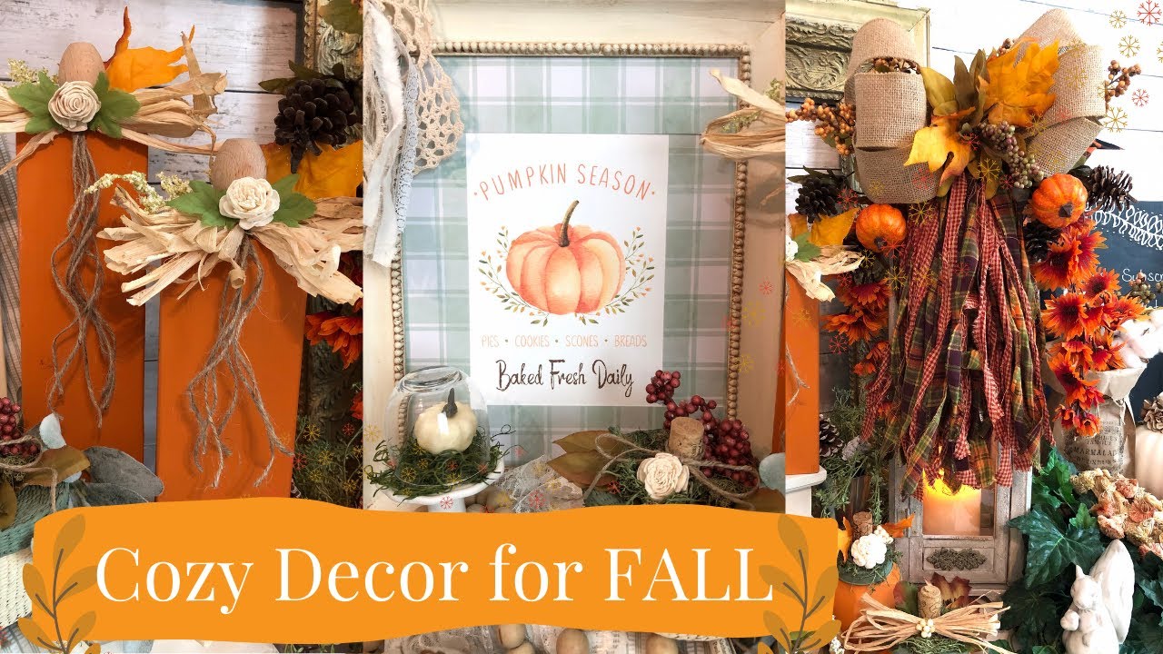 Cozy Fall Craft Projects | Swag with Shabby Rag Bow | Goodwill Frame Makeover Using Air Dry Clay