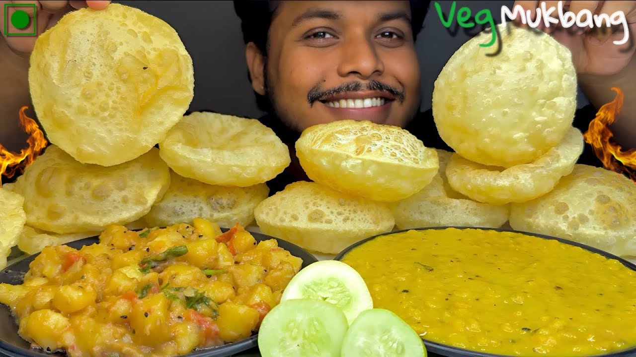EATING PURI/LUCHI WITH CHOLAR DAL & ALOO SABJI🥵|NIRAMISH ALOO SABJI WITH LUCHI|SPICY EATING SHOW|