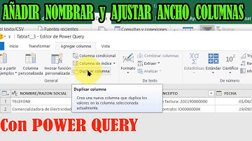 Añadir Nombrar y Ajustar ancho de columnas en TABLA EXCEL con POWER QUERY