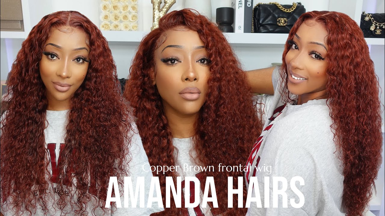 Copper curly Spanish ethnic Cuban curly wig Amazon.com : Celiarita Reddish Brown Deep Wave Headband Wig  main image 3