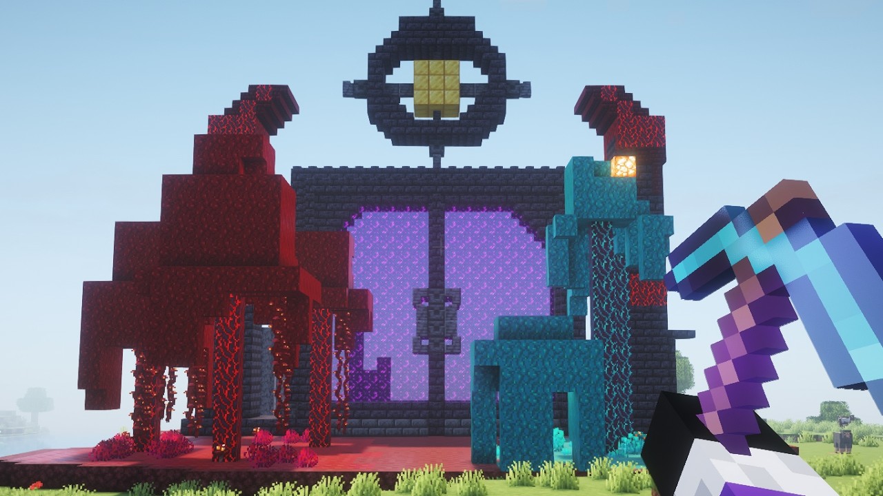 I Built The Most Over The TOP NETHER PORTAL In My Forever World.. - YouTube