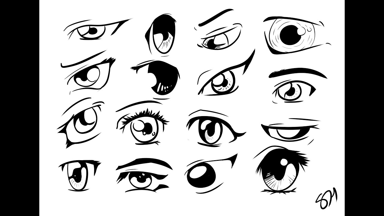 How to draw manga anime eyes 16 different eyes in manga studio 5 - YouTube