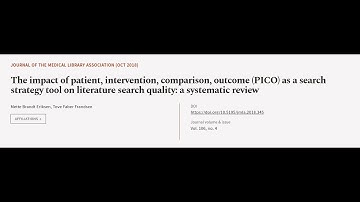 The impact of patient, intervention, comparison, outcome (PICO) as a search strategy ... | RTCL.TV
