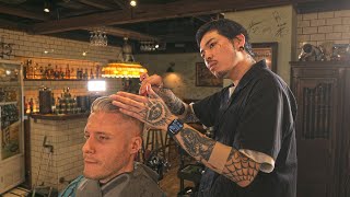 ASMR Haircut & Wash at Tokyo's Vintage Barbershop Inspired by 1960s America