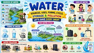 Class 3 EVS | Water: Sources, Uses, Forms &amp; Water Cycle | Water Pollution Explained