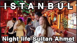 istanbul turkey Nightlife in Sultan Ahmet neighborhood.4k|60fps