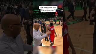 James Harden told his teammates to stop celebrating and go back to the locker room 😅