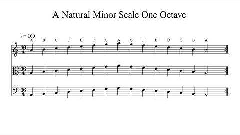 A Natural Minor Scale One Octave at 100bpm Backing Track BnW